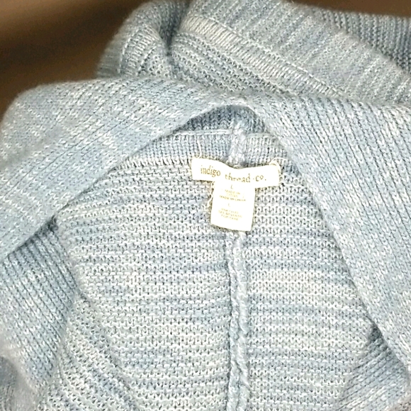 indigo thread co. Large Long Open Blue and White Cardigan - Picture 7 of 11